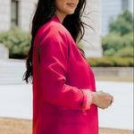 Rose Leopard Lining One-Button Lapel Collar Blazer