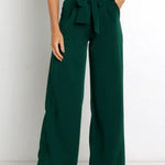 Tie Front Paperbag Wide Leg Pants