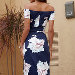 Printed Off-Shoulder Split Dress