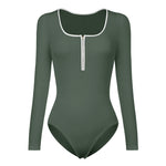 Contrast Trim Ribbed Long Sleeve Bodysuit