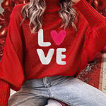 LOVE Turtleneck Batwing Sleeve Sweater