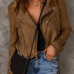 Vegan Suede Zip Detail Jacket