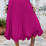 Frill Trim Smocked Waist Midi Skirt