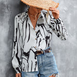 Printed Button Down Long Sleeve Shirt