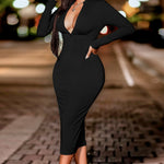 Zip Up Cutout Drawstring Detail Dress