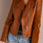 Ribbed Faux Leather Jacket