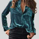 Button Up Collared Shirt with Breast Pockets