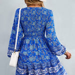 Bohemian V-Neck Balloon Sleeve Dress