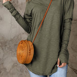 Thumbhole Long Sleeve Round Neck Top