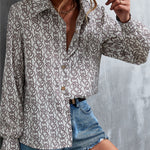 Printed Button Down Long Sleeve Shirt
