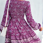Bohemian V-Neck Balloon Sleeve Dress