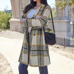 Double Take Full Size Plaid Button Up Lapel Collar Coat