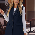 Longline Blazer Vest with Pockets