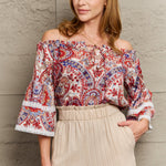 Off Shoulder Bohemian Style Blouse
