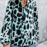 Printed Tie Neck Puff Sleeve Blouse