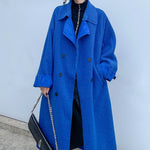 Double-Breasted Belted Lapel Collar Sherpa Coat