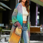 Gradient Button Down Duster Cardigan with Pockets