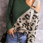 Leopard  Block Turtleneck Sweater