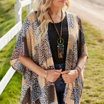 Leopard Patchwork Open Front Cardigan
