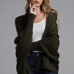 Dolman Sleeve Open Front Ribbed Trim Longline Cardigan