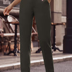 Ankle-Length Straight Leg Pants with Pockets