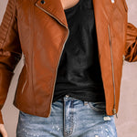 Ribbed Faux Leather Jacket