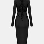 Zip Up Cutout Drawstring Detail Dress