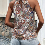 Printed Tie Back Tank Top