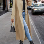 Collared Neck Button Front Trench Coat
