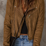 Vegan Suede Zip Detail Jacket