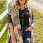 Leopard Patchwork Open Front Cardigan