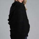 Dolman Sleeve Open Front Ribbed Trim Longline Cardigan