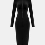 Zip Up Cutout Drawstring Detail Dress