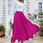 Frill Trim Smocked Waist Midi Skirt