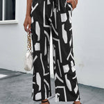 Printed Straight Leg Pants with Pockets