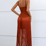 Cutout Strappy Neck Fringe Dress