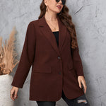 Plus Size Lapel Collar Long Sleeve Blazer
