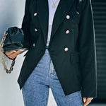 Double-Breasted Padded Shoulder Blazer