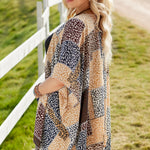Leopard Patchwork Open Front Cardigan