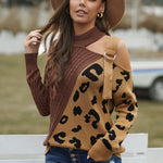 Leopard  Block Turtleneck Sweater