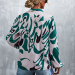 Printed Tie Neck Puff Sleeve Blouse