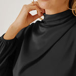 Mock Neck Ruffled Asymmetrical Dress