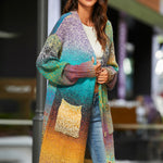 Gradient Button Down Duster Cardigan with Pockets