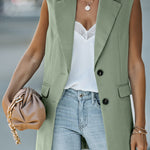Longline Blazer Vest with Pockets