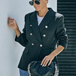 Double-Breasted Padded Shoulder Blazer