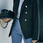 Double-Breasted Padded Shoulder Blazer