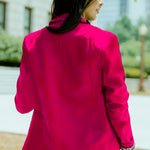 Rose Leopard Lining One-Button Lapel Collar Blazer