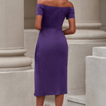 Off-Shoulder Short Sleeve Split Dress