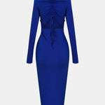 Zip Up Cutout Drawstring Detail Dress