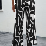Printed Straight Leg Pants with Pockets